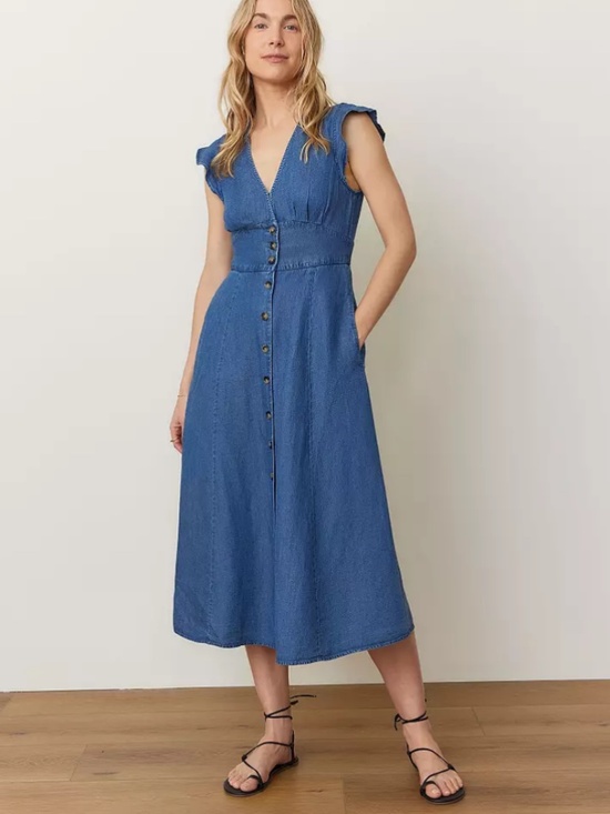 Marine Layer Dresses & Skirts - Marine Layer Camila Chambray Button Front Midi Dress Size XL